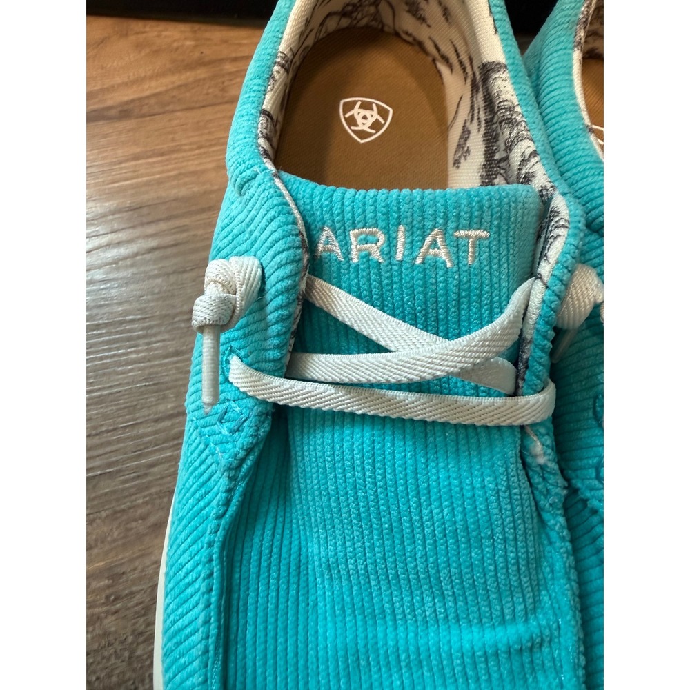 Ariat Hilo Turquoise Blue Corduroy Loafers Moc Toe Slip On Shoes Womens Size 10B - Picture 9 of 13